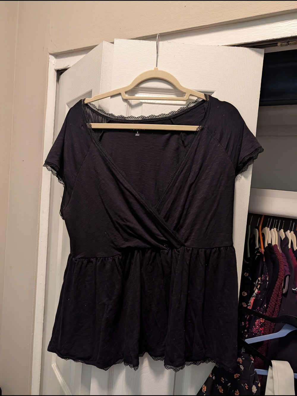 torrid Size 2 Black Surplice Babydoll Top